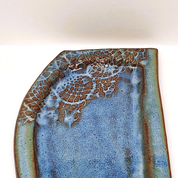 Artisan Blue Ceramic Serving Platter - Picture 2 of 4